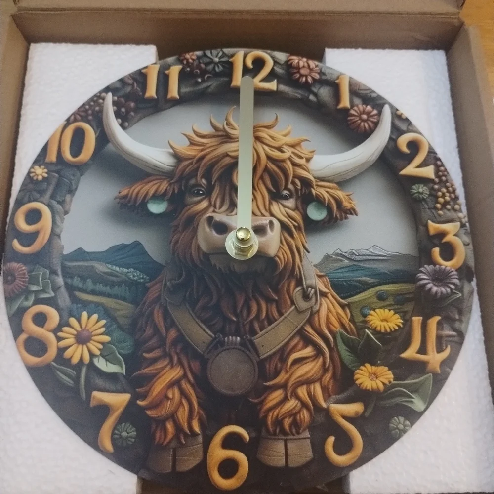 New Farmhouse fluffy cow clock